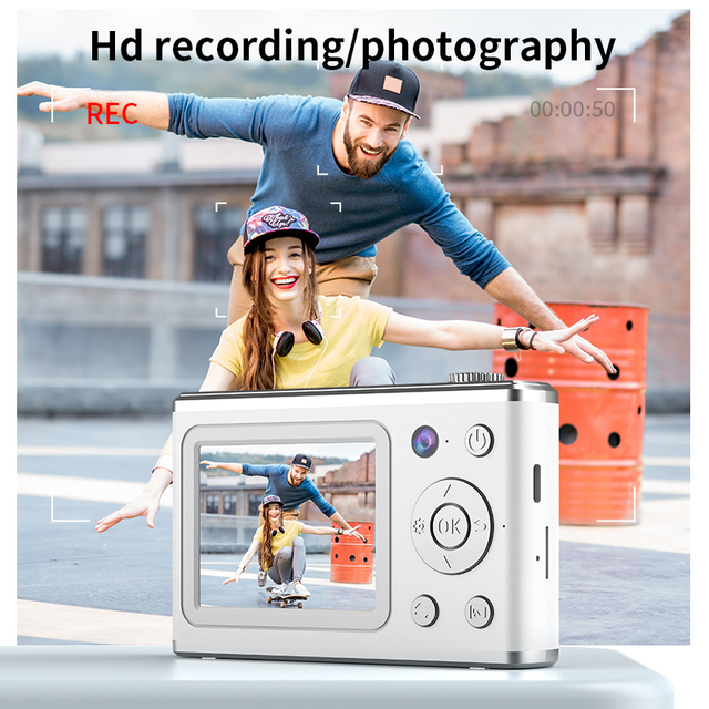 Compact Rectangular Body Digital Camera 64MP CMOS Imaging Sensor Mini CCD Digital Camera 1080P Video for Travel Shoots