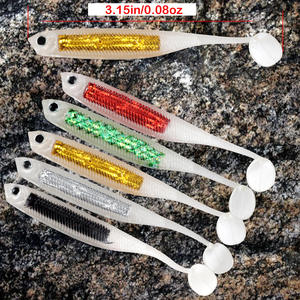 Señuelo de Pesca Biónico Hueco de Cinco Colores con Cola en Forma de T de <span class=keywords><strong>Acero</strong></span> Inoxidable, 8cm/2.4g, para Pesca Salvaje, Venta al por Mayor - Product Image 2