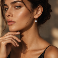 Boucles d'oreilles pendantes créoles délicates en moissanite, en argent sterling S925 plaqué or 18 carats, testées positivement au testeur de diamant, style Iced Out, bijoux fins