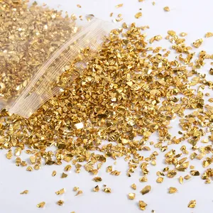 Pierres artificielles en verre doré broyé 20/40g, remplissage en résine pour artisanat DIY, décorations pour nail art, remplissages pour fabrication de bijoux en résine UV faits à la main - Product Image 1