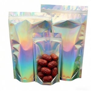 Sachets Mylar Holographiques Autoportants Anti-humidité 0,1 mm Haute Barrière pour Cartes <span class=keywords><strong>de</strong></span> Jeu avec Fermeture Éclair et Fenêtre Transparente - Product Image 1