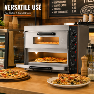 Horno Eléctrico Comercial para Pizza de 3000W, Doble Plataforma, Acero Inoxidable, Horno de Encimera para Panadería, Restaurante, Pizzería, Proveedor de Cocina - Product Image 5