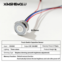 Interrupteur Tactile LED 20mm à Intensité Variable en Continu, CCT Réglable 3-en-1, 12V/24V, Éclairage de Meuble et de Comptoir, IP21, Intelligent