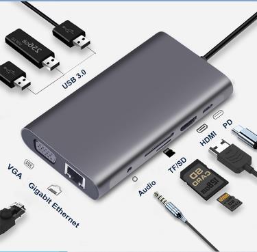 USB C HUB Type C to Multi USB 3.0 HUB HDM 4k VGA RJ4 5 Lan Ethernet Adapter Dock for MacBoo Pro Type c Docking Station
