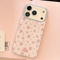 Coque de téléphone rose pailletée à motif de dessin animé pour 17/16/15/14/13/12 Pro Max, en TPU scintillant avec anneau magnétique, transparente et antichoc