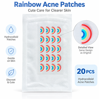 Patchs Hydrocolloïdes Anti-Boutons Arc-en-Ciel Colorés en Demi-Cercle, Pack de 20 Pièces, Forme Personnalisée, Emballage avec Logo, Vente en Gros Directe Usine OEM ODM