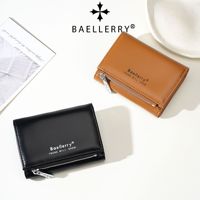 Dompet Pendek Lipat Tiga Wanita Baru Desain Minimalis Canggih Banyak Slot Kartu Penutup Jepret Bahan PU Ringkas untuk