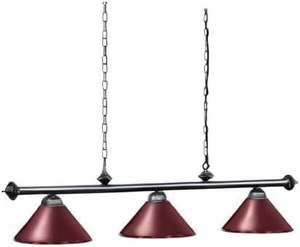 Lampe de <span class=keywords><strong>table</strong></span> de <span class=keywords><strong>billard</strong></span> Xmlinco avec interrupteur à chaîne sur <span class=keywords><strong>luminaire</strong></span> suspendu 3 lumières avec abat-jour rouge mat - Product Image 2