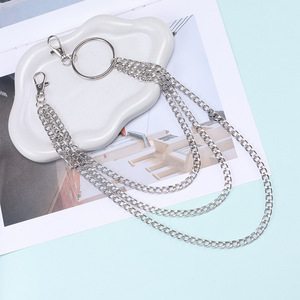 Chaîne de taille à anneaux métalliques double couche, style punk, accessoire de mode hip-hop, pour tenue décontractée, en alliage de zinc blanc K - Product Image 2