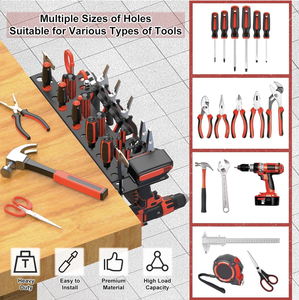 Support mural réglable à double niveau pour outils à main, organiseur de tournevis, support pour pinces, support pour marteaux, plateau métallique pour quincaillerie - Product Image 5
