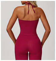 Hızlı kuru kumaş ile kadınlar için Strappy Halter Yoga üst-yastıklı Slim-Fit spor sutyen