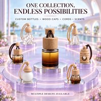 Diffuseur de parfum liquide personnalisé pour voiture, flacon en verre ambré suspendu avec bouchon en bois, 60% d'huile parfumée, OEM ODM, marque privée
