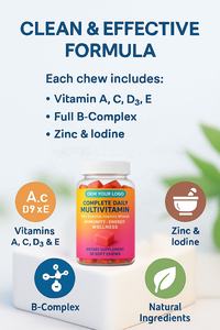 Masticables suaves multivitamínicos diarios completos para <span class=keywords><strong>mujeres</strong></span> OEM de <span class=keywords><strong>Vigo</strong></span> con vitaminas esenciales minerales delicioso sabor a bayas mixtas para adultos - Product Image 2