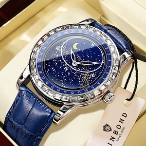 Montre à quartz Binbond 8899 pour homme, cadran rotatif ciel étoilé, diamant, 44 mm, mode soleil lune étoile, étanche et lumineuse - Product Image 1