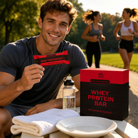 Barre protéinée Keto Friendly OEM, huile MCT, isolat de whey, soja, amande, cacao, faible teneur en glucides, étiquette privée