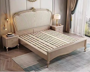 Venta al por mayor de muebles de dormitorio de estilo moderno europeo y americano casa tamaño King marco ligero lujo europeo leal cama de madera - Product Image 3