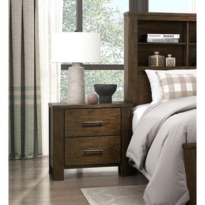 <b>Oak</b> Finish Nightstand 2 Drawers Rustic Bedroom Furniture <b>Bedside</b> <b>Cabinet</b> - Product Image 3