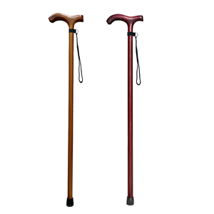 Bastón de madera maciza de cuatro pies para ancianos Ligero y antideslizante Oro pintado al horno y acero para viajes al aire libre - Product Image 1