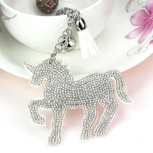 Wholesale Bling Crystal <b>Unicorn</b> Keychain Full Rhinestone Bag Pendant Keychain Cartoon <b>Keyring</b> High Quality Tassel Key Chain - Product Image 6