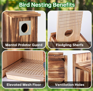 Yeni Tasarım Ahşap Kuş Yuvaları, Mavi Kuş, Şakrak Kuşu, Kırlangıç, İspinoz için Metal Yırtıcı Hayvan Korumalı, Dış Mekan İçin, Kolay Temizlenir - Product Image 4
