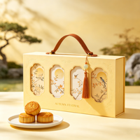 Boîte Cadeau Élégante pour Gâteaux de Lune avec Logo Personnalisé, Emballage Rigide en Carton Imprimé, Estampage à Chaud Doré, Design Creux, Vente en Gros OEM ODM