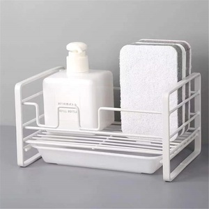 Stainless Steel Standing Type Double Tier Modern Kitchen Sponge Drain <b>Rack</b> for Household Sink Countertop Towel Storage - Product Image 2
