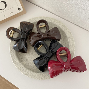 กิ๊บติดผมผู้หญิงคุณภาพสูง สไตล์มินิมอลสีพื้นน่ารักประดับโบว์ริบบิ้นหวานๆ สำหรับฤดูร้อน ทำจากพลาสติก - Product Image 1
