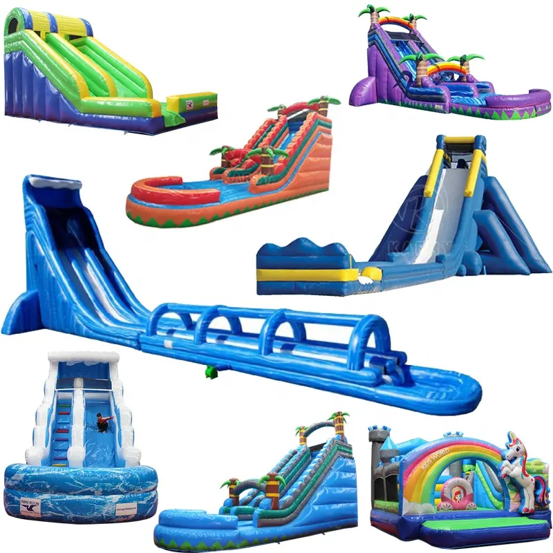 Best price high quality clearance popular inflatable water slide with swimming pool