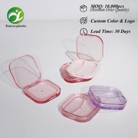 Boîte à blush portable carrée transparente à deux compartiments en plastique ABS, boîte vide de 6 g pour poudre compacte, conteneur pour matériaux d'emballage cosmétique