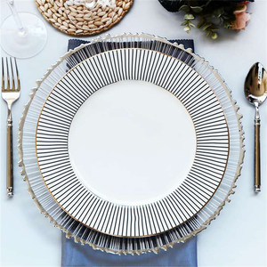 Assiettes et plats en verre transparent pour pary, décoration perlée en argent doré, bol en verre moderne pour mariage européen créatif - Product Image 2