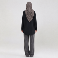 Ensemble 3 pièces de vêtements de sport modestes pour femmes musulmanes : Tunique à demi-zip à manches longues, pantalon large, tenue de sport islamique couvrante pour la gym