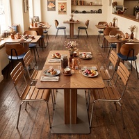 Ensemble table et chaises minimalistes en noyer, forme simple, pour pâtisseries et restaurants occidentaux