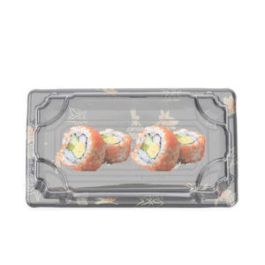 Bandejas Desechables para Sushi de PET con Diseño de Hoja de Arce Rectangular en 7 Tamaños con Tapas Transparentes para Catering - Product Image 2
