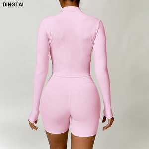 Popolare Giacca da Yoga per Donna, Abbigliamento Fitness con Logo Personalizzato, Vestiti Sportivi Aderenti, Top con Zip Intera, Completo Corto Sportivo per Donne - Product Image 6