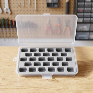 Cajas de Almacenamiento para Bobinas DK-567B con 28 Compartimentos |   Caja de Almacenamiento de Plástico con 28 Compartimentos Rectangulares y Tapa, 1 Capa, Moldeada por Inyección - Product Image 2