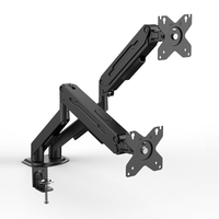 Support de moniteur universel rotatif de 17 à 38 pouces, bras cantilever mécanique en fer, support de moniteur double écran, noir argent