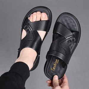 Sandalias de Hombre con Tiras Cruzadas, Primera Capa de Piel de Vaca, Suela de Goma Antideslizante, Casuales de Verano, Punta Abierta, Forro de Cuero Genuino - Product Image 4
