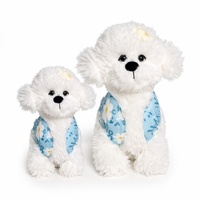 Peluche réaliste Bichon, jouet en peluche doux, rembourré en coton PP, avec écharpe à imprimé floral, différentes tailles, cadeau douillet pour enfants