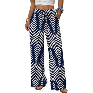 Women's <b>Linen</b> Summer Palazzo Pants Wide Leg Beach Trousers With Pockets Breathable Mid Waist Flowy Fit - Product Image 1