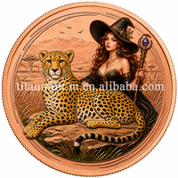 Médaille commémorative en cuivre pur 999, 1 OZ, 40 mm, haute définition, impression couleur UV, beautés fantastiques et faune, objet de collection souvenir
