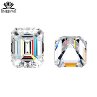 Pierres de Moissanite de laboratoire en vrac, taille émeraude, couleur DEF, clarté VVS1, taillées à la machine par haute technologie, effet de jeu de couleurs/feu, vente en gros