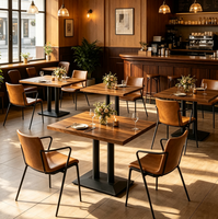 Ensemble de table vintage, chaise de salle à manger rembourrée de style commercial, chaise de café industrielle moderne avec cadre en métal thermolaqué
