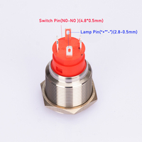Interrupteur à bouton-poussoir en acier inoxydable métallique 12 volts haute intensité 10A 19 mm étanche IP67