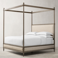Lit rétro américain personnalisé avec un grand baldaquin, lit en bois extra large pour mobilier de chambre d'hôtel