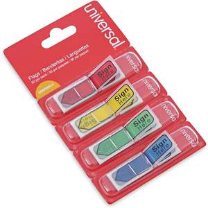 UNV99011 Deluxe 0.5 Pulgadas X 1.75 pulgadas Banderas de Señalización con Flecha y Mensaje, Universales, Colores Surtidos (Paquete de 120) - Product Image 2