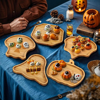 Plateaux de service en bambou écologiques pour Halloween : Citrouille, Fantôme, Crâne, Toile d'araignée, Chauve-souris – Plats de fromages et planches à apéritifs modernes et luxueux