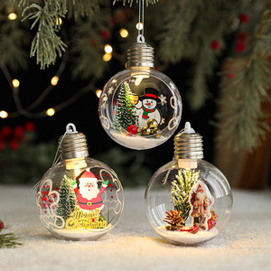 Bola de Navidad Transparente Brillante con Luz Cálida, Adornos Decorativos Transparentes para Árbol de Navidad, Bola de Navidad de 8 cm con Forma de Medio Abierto - Product Image 4