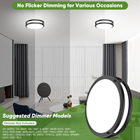 Plafonnier LED rond 12W 18W 24W, double anneau, ultra-plat, noir