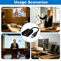 Adaptateur USB mâle vers HDMI femelle, USB A vers HDTV, sans pilote, convertisseur 1080P avec audio pour ordinateur portable, ordinateur de bureau, HDTV