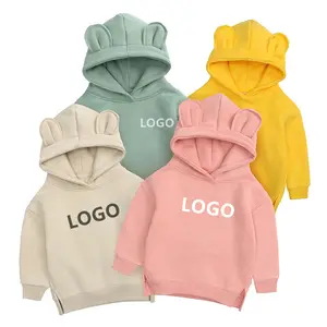 Toptan bebek giysileri çocuk kış ceket erkek kız kapşonlu polar kazak ayı kulaklar sevimli bebek Hoodie